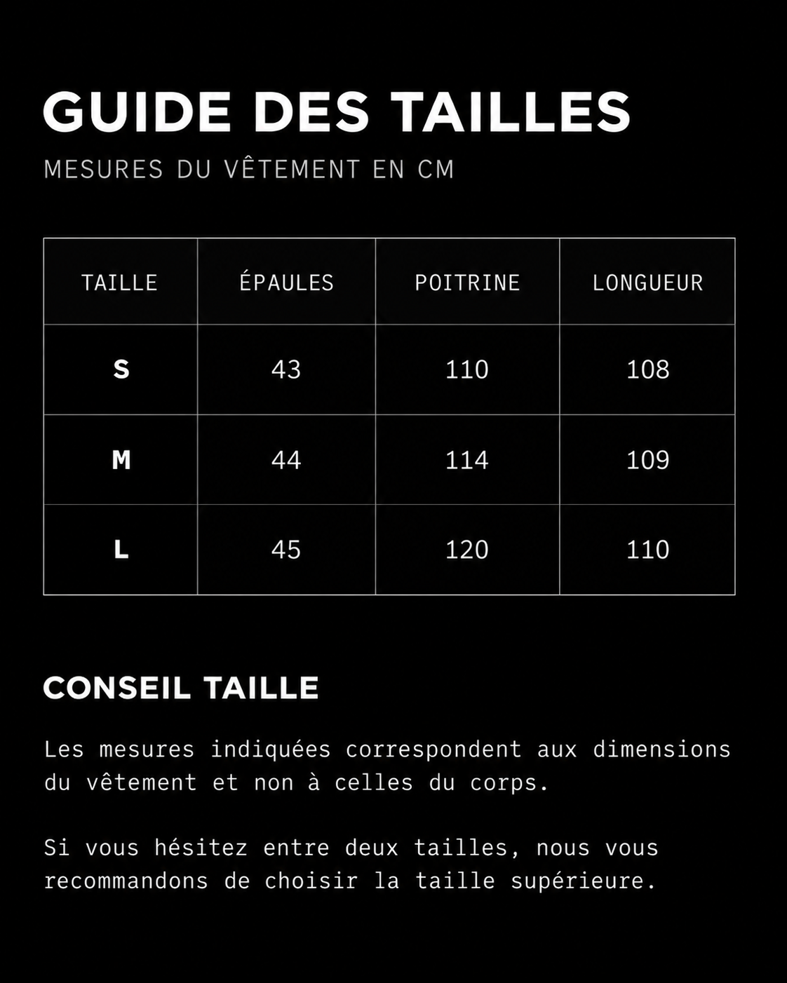Guide des tailles — Diana