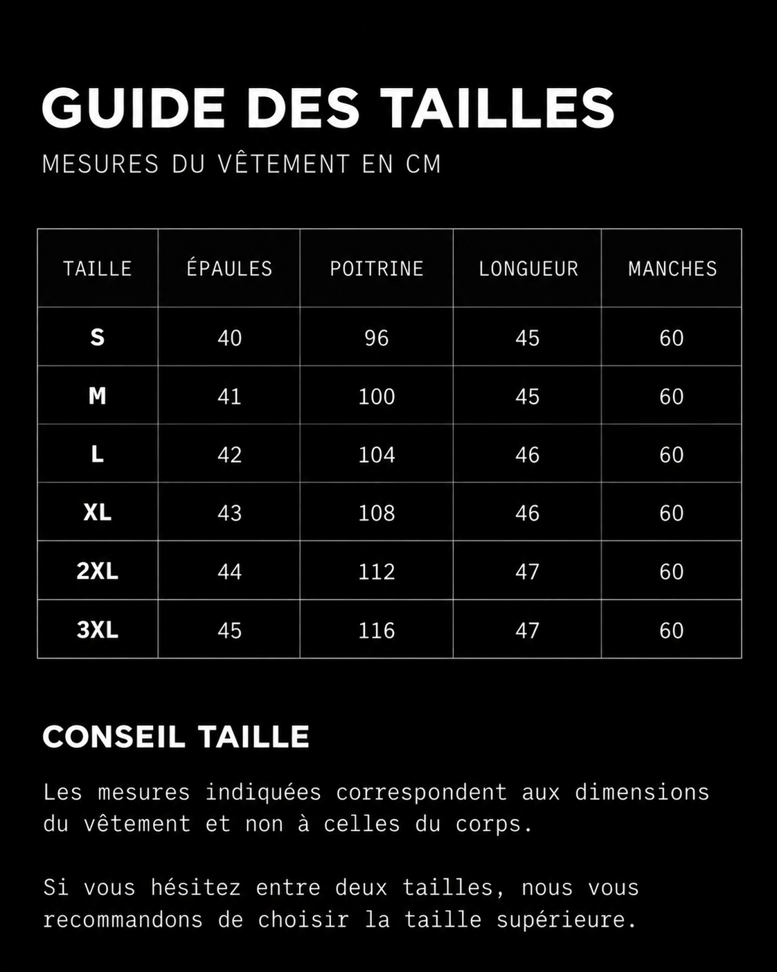 Guide des tailles — Elsa