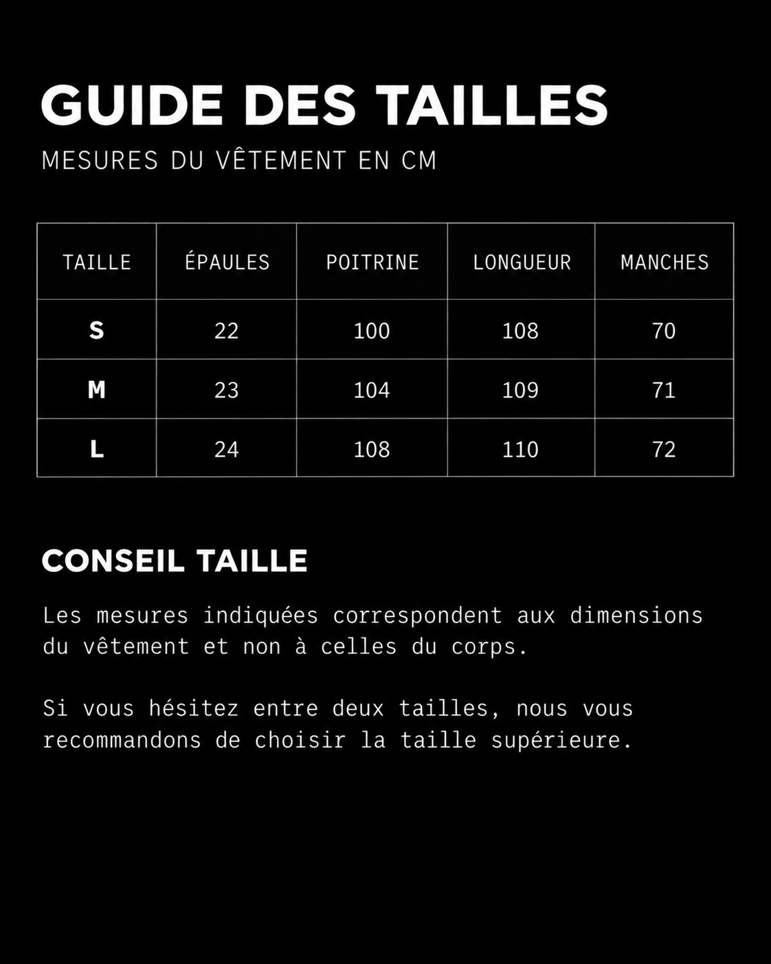 Guide des tailles — Ursula